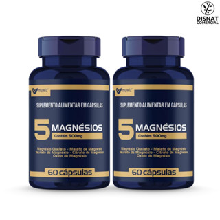 Kit 2x 5 Magnésios Muwiz 500mg 60 Cápsulas Quelato + Malato + Taurato + Citrato + Óxido de Magnésio em Oferta na Shopee