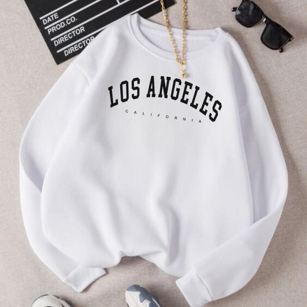 Moletom feminina Los Angeles California Blusa de Frio Novidade Blusa de frio gola redonda