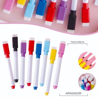 15 Canetas Para Quadro Branco Com Apagador e Imã- Tinta Preta Ou Colorida em Oferta na Shopee