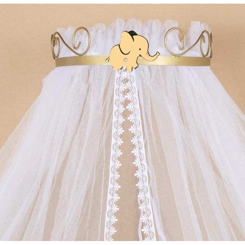 Dossel Dourado Rococo Com Elefante E Mosquiteiro