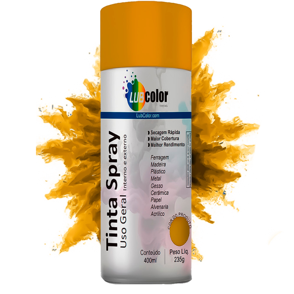 Tinta Spray Amarelo Escuro 400ml Madeira Plástico Metal Isopor Papel Uso Geral em Oferta na Shopee