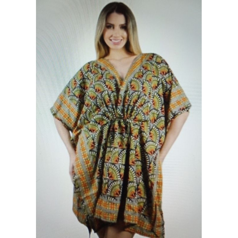 bata kaftan indiana estampada saida de praia plus size