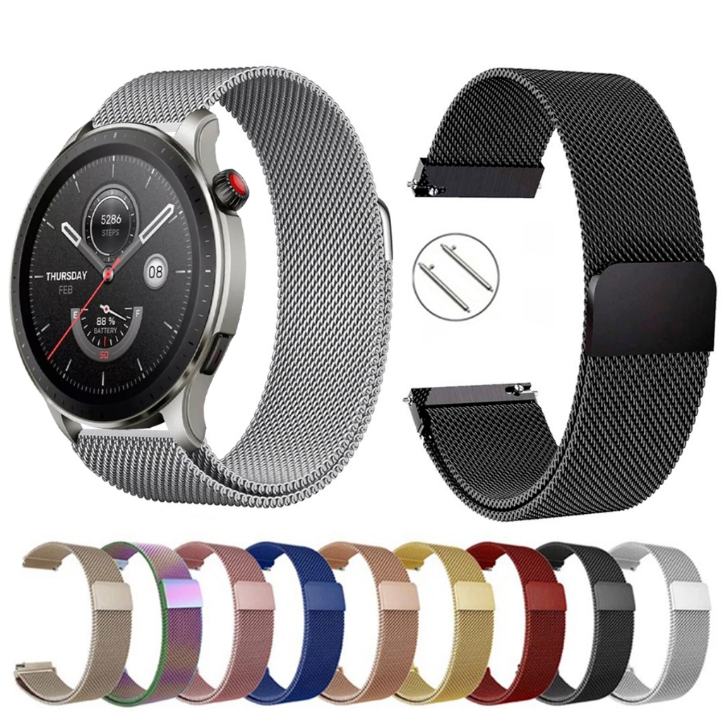 Pulseira de 22mm milanesa aço inox para Amazfit GTR 4 de Engate Rapido