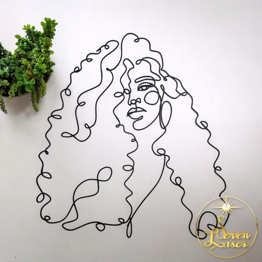 Quadro Mdf Rosto Mulher Afro Minimalista Cachos decoração para salão de beleza Quadro Mdf Grande 3mm