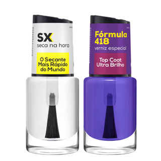 Base SX Ultra Secante 10ml + Base Top Coat Verniz Ultra Brilho 10ml Cora em Oferta na Shopee