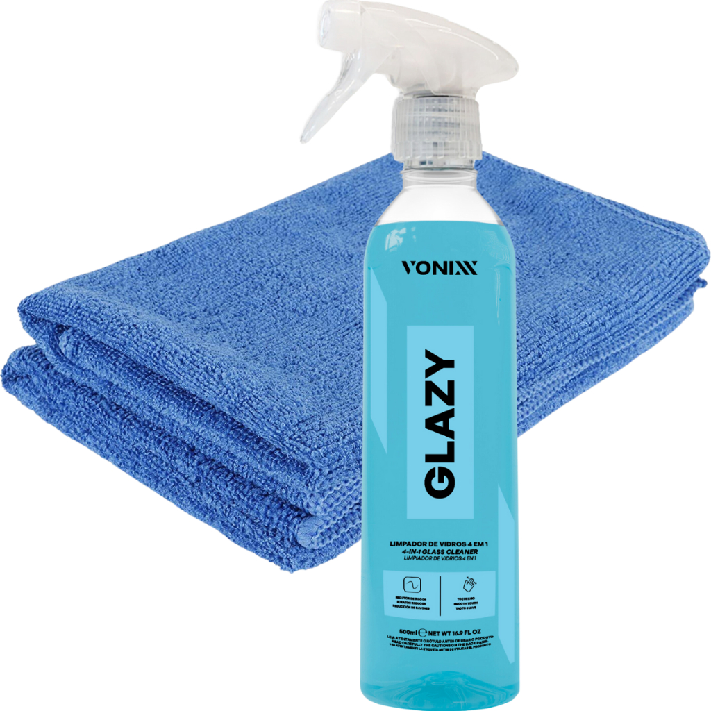 Glazy 500ml Limpa Vidros 4 em 1 Redutor Atrito Risco Pano de Microfibra em Oferta na Shopee