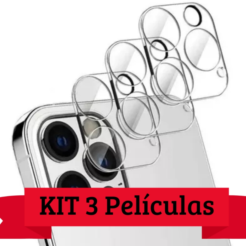 Kit 3 Película Câmera Traseira Vidro Lente Protege iPhone 11 12 13 14 Pro 15 Pro Max 3D 9D em Oferta na Shopee
