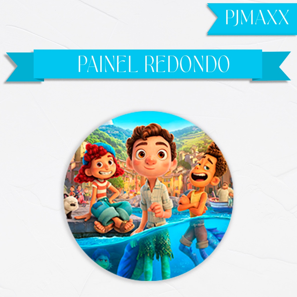 Capa Para Painel Redondo Tema Luca Desenho Infantil Decoração Elegante Malha Sublimada