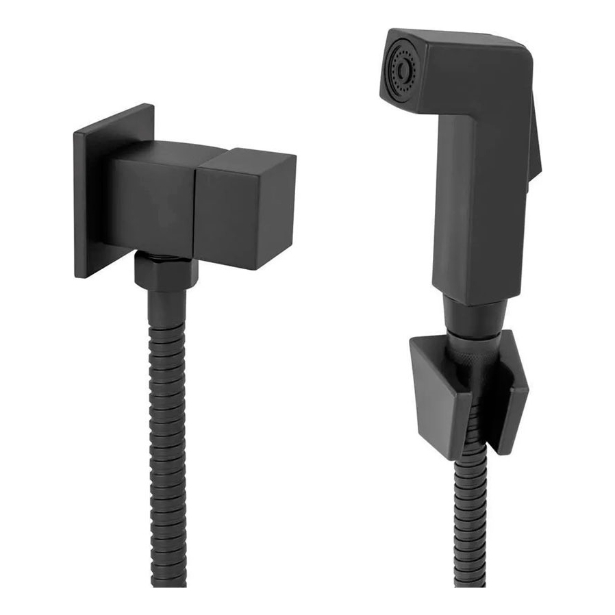 Ducha Higiênica Moderna Banheiro Base Quadrada Duchinha Cor Preto Fosco em Oferta na Shopee