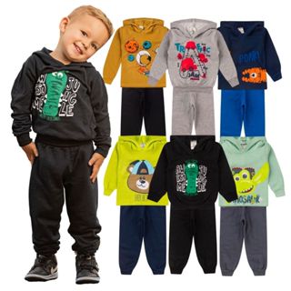 Kit 4 Peças Conjunto Moletom Infantil Menino Masculino Inverno Com Capuz Outono em Oferta na Shopee