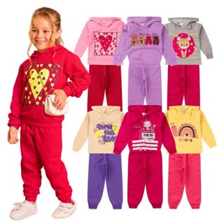 Kit 4 Peças Conjunto Moletom Infantil Menina 1 ao 16 Feminino Inverno com Capuz em Oferta na Shopee