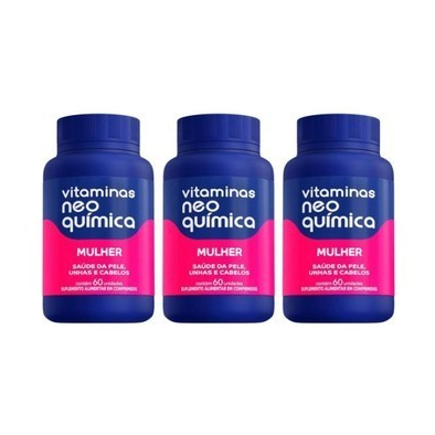 Kit C/3 Vitaminas Neo Química Mulher C/60 Comprimidos