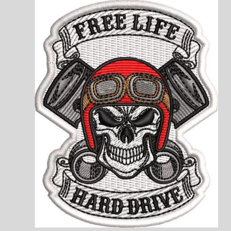Patch Bordado Caveira Pistão Brasão Motociclista Moto Imp86 Motociclista Motoclube Personalizado Colete Jaqueta Mochila Bolsa