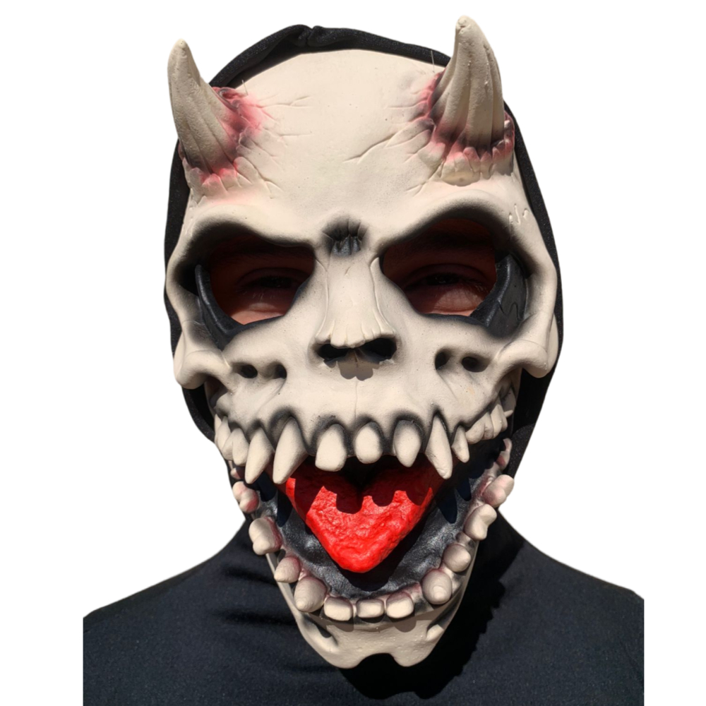 Máscara Caveira com Chifre Halloween Carnaval Fantasia Teatro Festa dos Caretas Dia das Bruxas