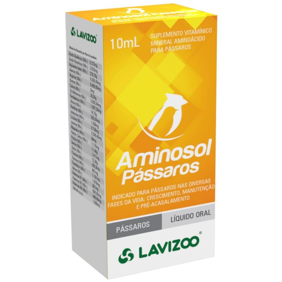 Aminosol Pássaros 10 ml lavizoo em Oferta na Shopee