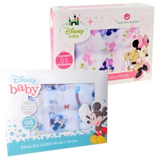 Fralda de Pano Estampada Disney Mickey e Minnie C/5 em Oferta na Shopee