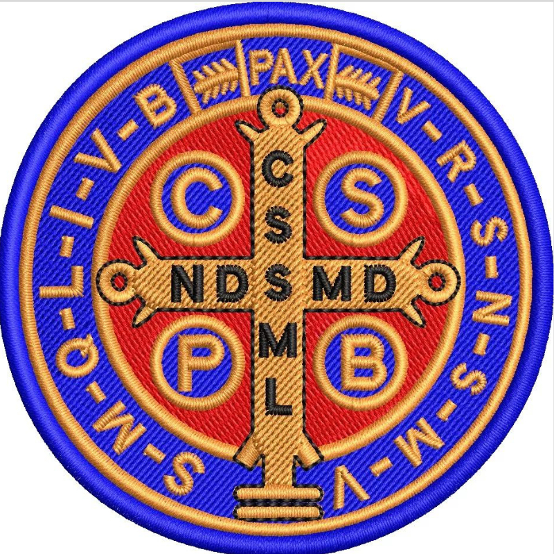 Patch Bordado Medalha De São Bento Moto Clube Militar Rel3 Religioso Motociclista Colete Jaqueta Bolsa Mochila