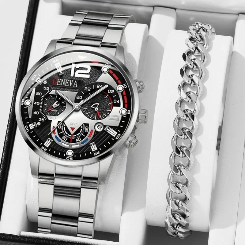 relógio masculino / kit relógio + pulseira masculina / acessórios masculinos / relógio com pulseira moderna / kit relógios modernos /  relógio para eventos chik / relógio premium