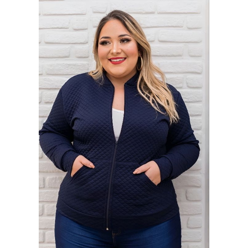 Jaqueta Bomber plus size feminino blusa ziper inverno