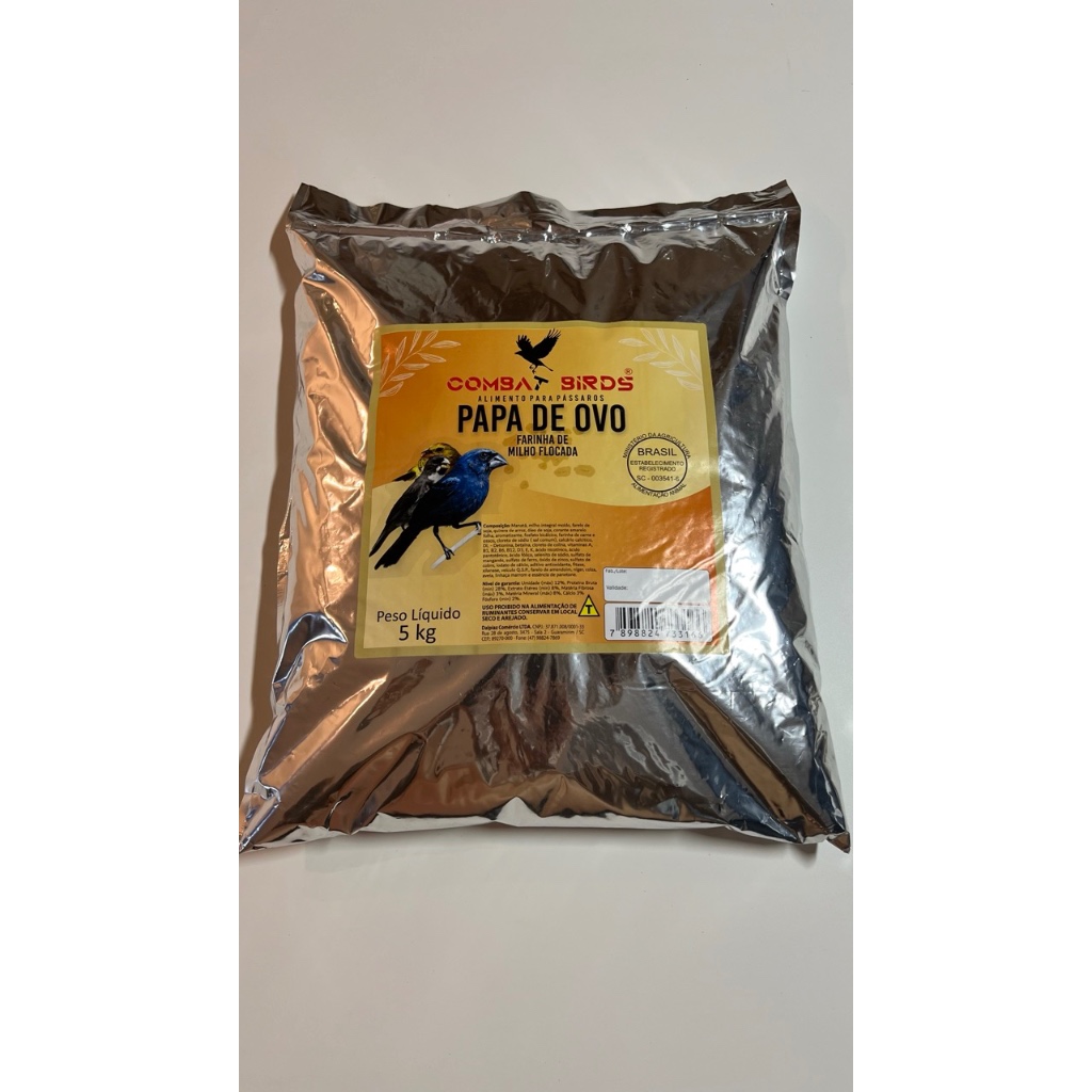 PAPA DE OVO FARINHA DE MILHO FLOCADA 5KG - ALIMENTO PARA PÁSSAROS
