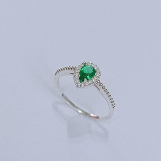 ANEL EM PRATA 925 PEDRA VERDE/ANEL GOTA EM PRATA 925