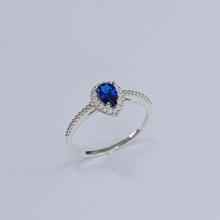 ANEL GOTA AZUL - ANEL PRATA 925 PEDRA AZUL SAFIRA
