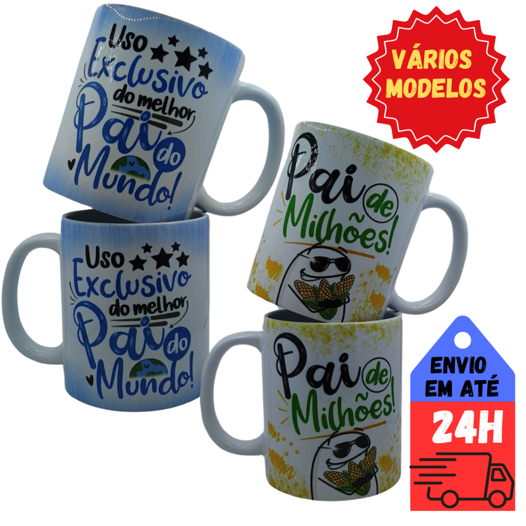 Caneca Xícara de porcelana personalizada dia dos Pais Pai