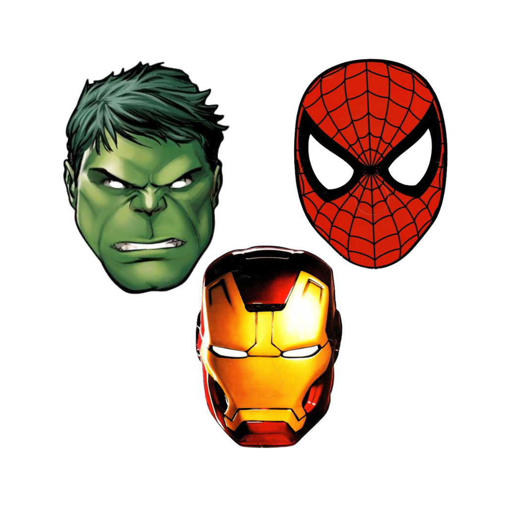 Kit 12 Máscara Homem Aranha HULK Homem de Ferro Cosplay Festa Infantil Lembrancinhas algodão doce