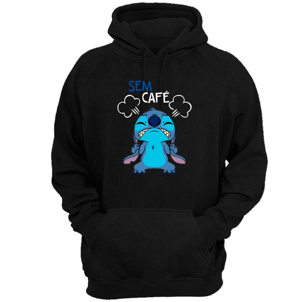 Blusa Moletom Lilo Stitch Canguru Ohana Fofo Desenho Blusa de Frio Masculino Feminino Sem Café Meme