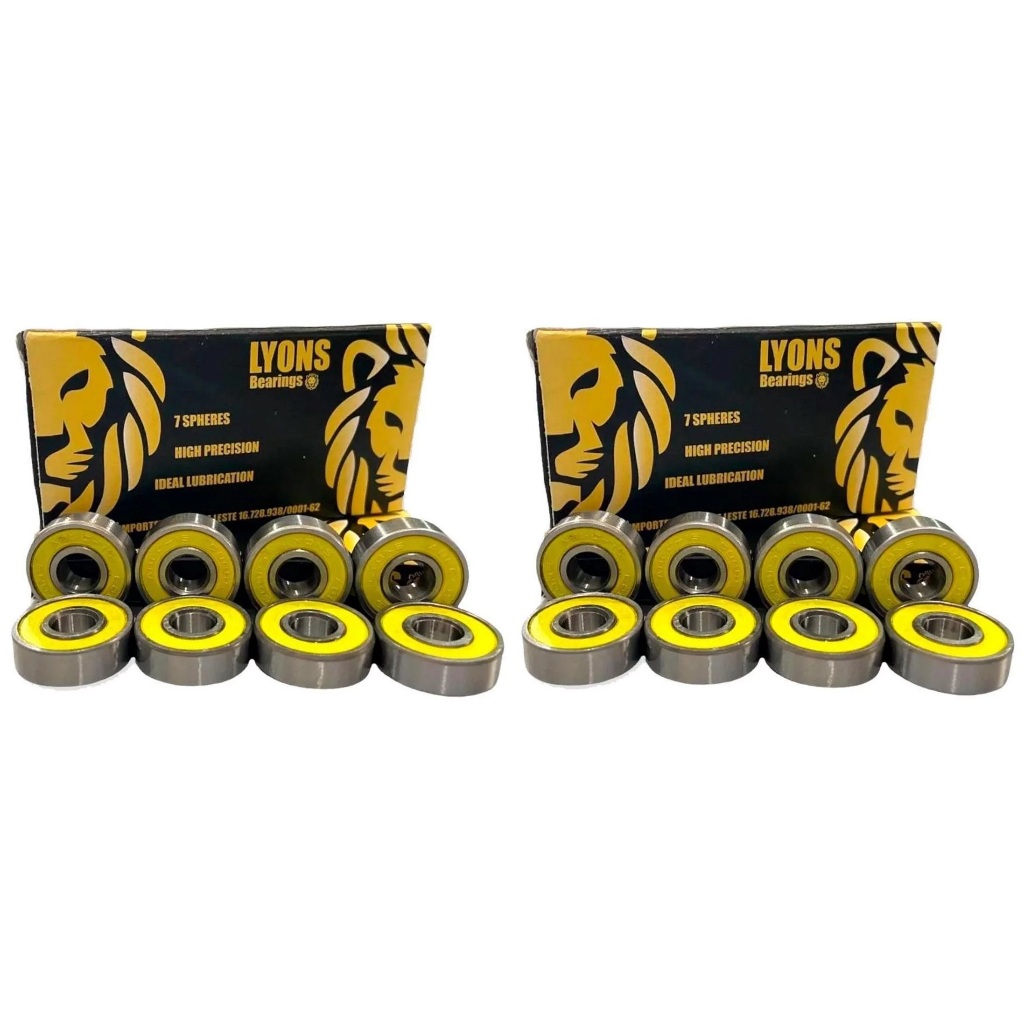 16 Rolamentos Lyon Abec 15 - Patins Skate - 2 Jogos Skateshop Logboard