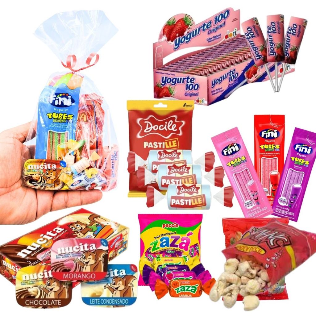 Kit Doces 15 Sacolinhas Surpresa Guloseimas Festa Infantil Lembrancinha em Oferta na Shopee