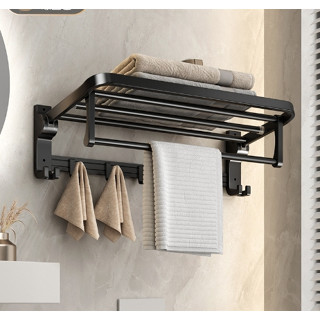 Porta Toalha Suporte Toalheiro Banheiro Duplo Aço Inox Premium Retratil 90°Adesivos não po...