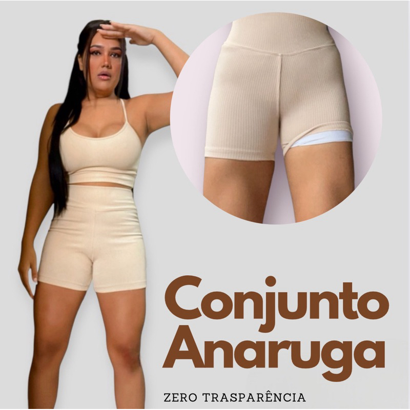 Conjunto Academia Feminino  Shorts com Forro Top Nadador Alça Fina Com bojo  Tecido Anaruga Premium Zero Transparência