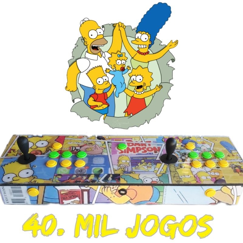 Controle Arcade Duplo 40.000 Multijogos + Aclilico + Adesivado as Laterais