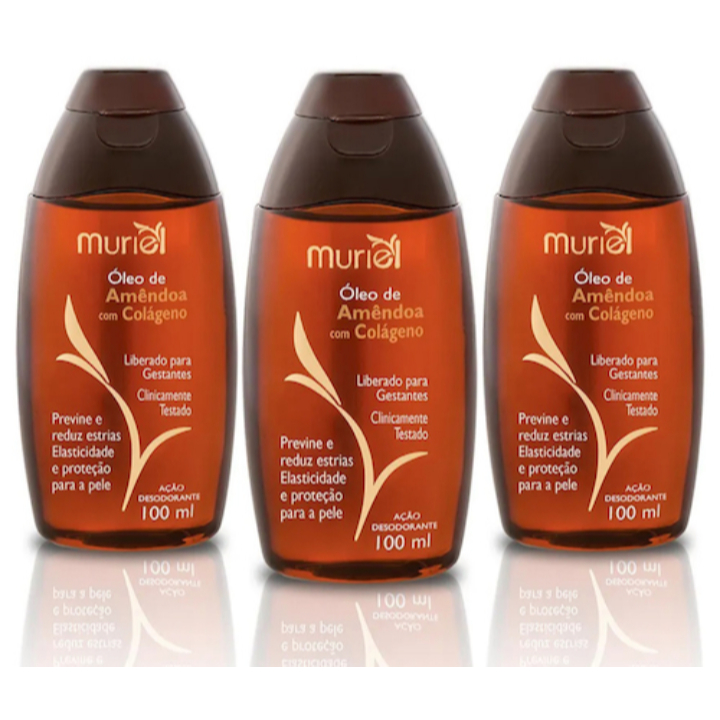 Kit 3 Óleo Corporal Amêndoas 100ml Muriel - Escolha o seu