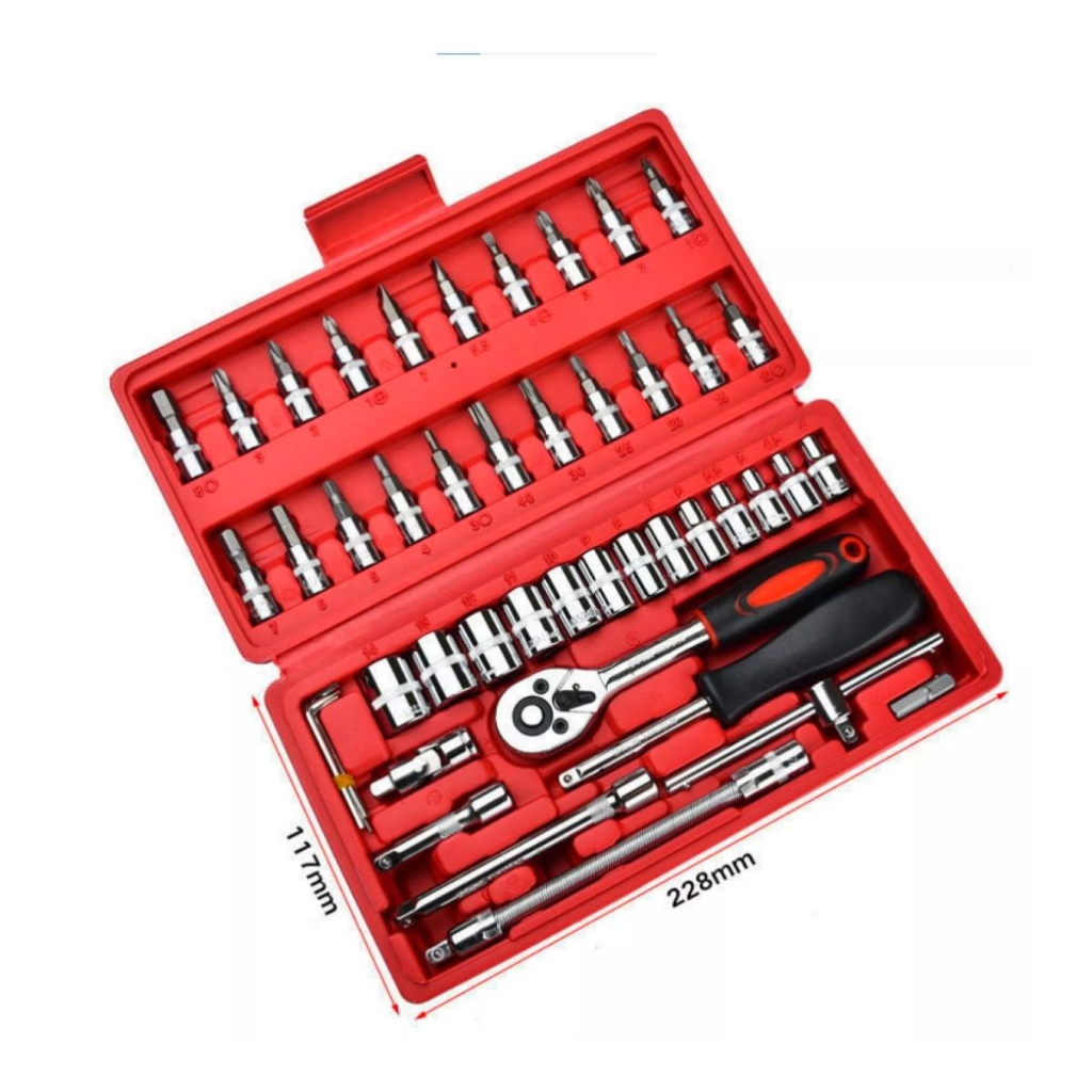 Kit 46 Chave Catraca Jogo De Soquetes Allen Torx Ferramentas Profissional