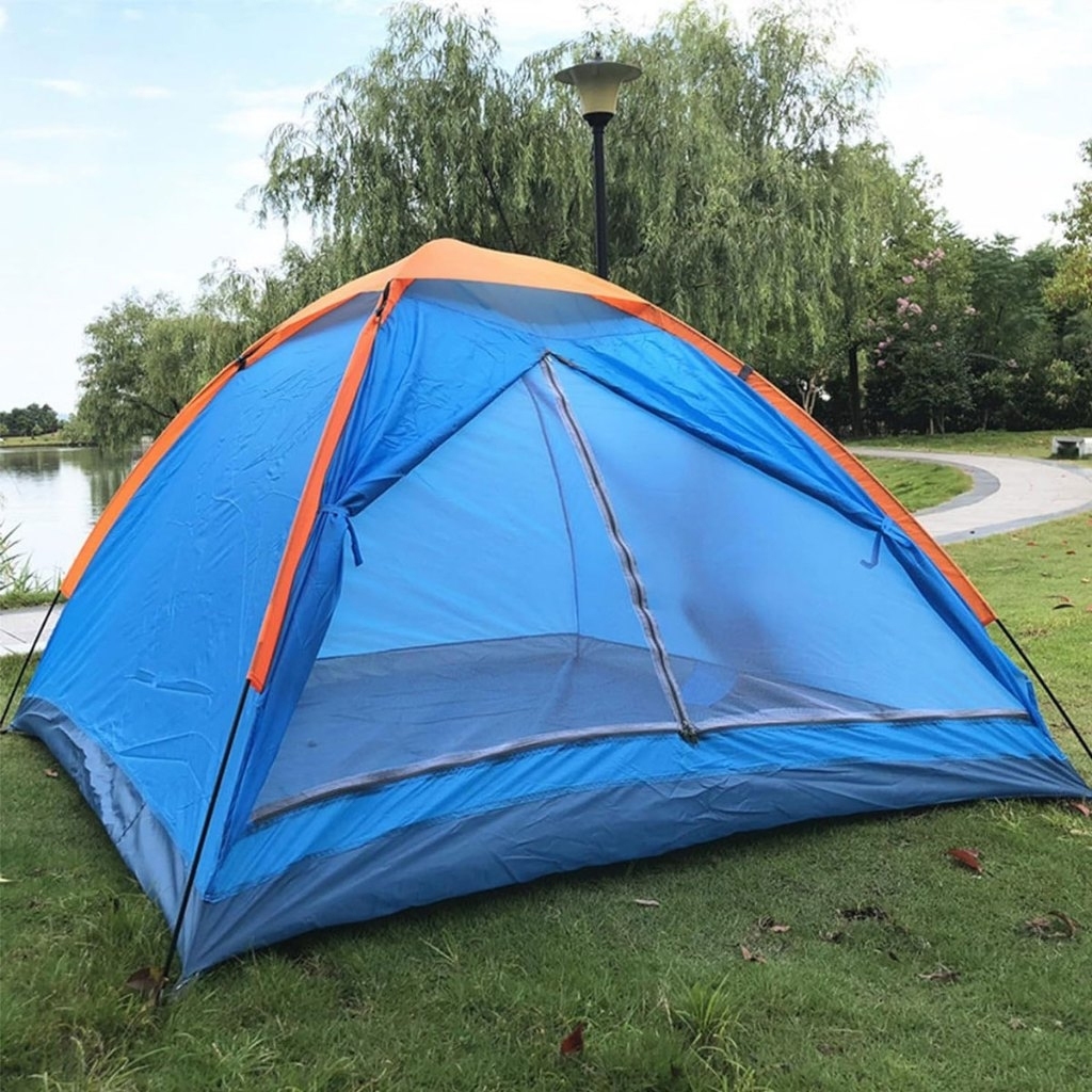 Barraca Iglu 3-4 Pessoas Acampamento Camping Lazer Impermeável Cor Azul/amarelo em Oferta na Shopee