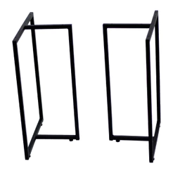 2 Pés De Mesa 75x38 Industrial Resistente | Base Tampo Vidro MDF | Pintura Eletrostática Preto
