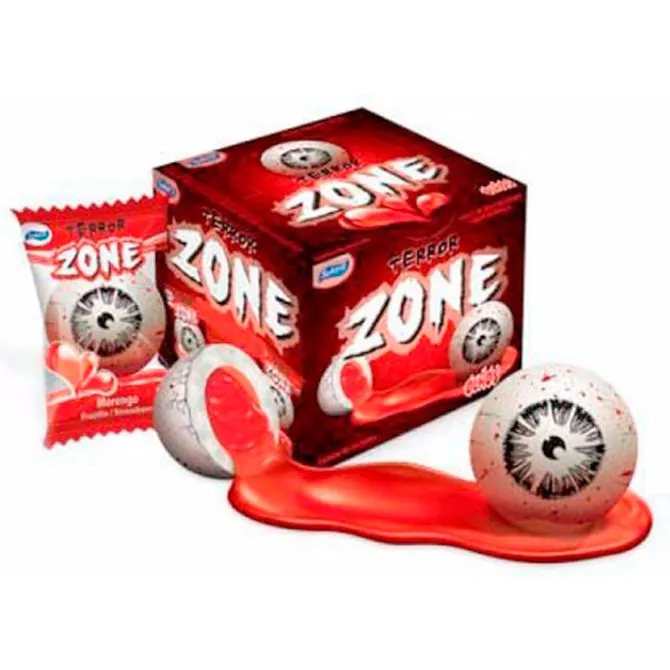 Chiclete Olho Recheado Morango Zone Terror 40 unidades