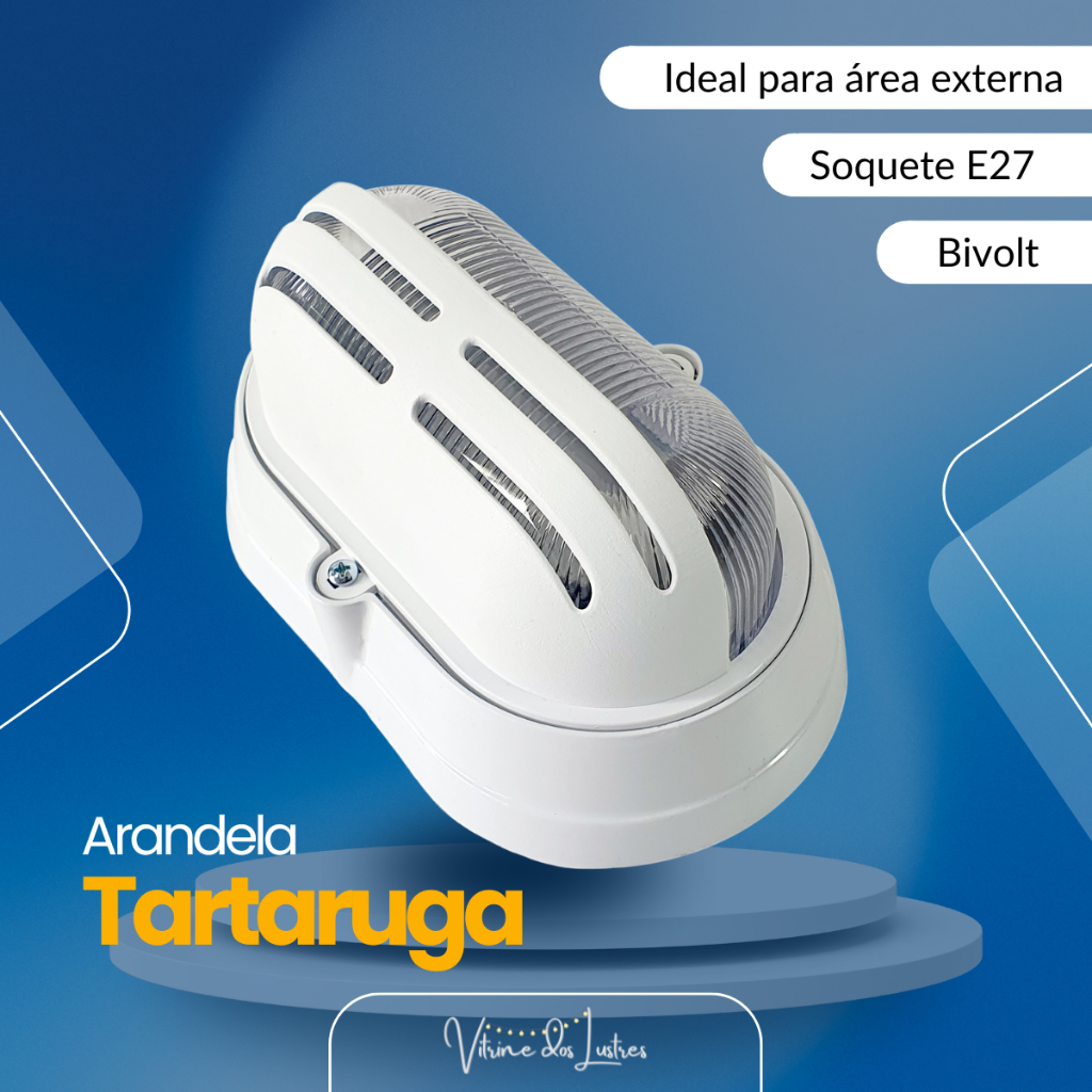 Kit com 6 Luminárias arandelas Tartaruga Lente em Vidro plástico Preta OU Branca Meia Tela arandela — imagem 2 de 2