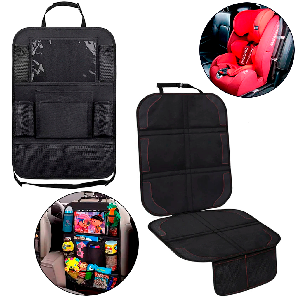 Kit Porta Acessórios Tablet Protetor Banco Cadeira Bebê Infantil Criança Porta Objetos Banco Traseiro Capa Protetora Organizadora Universal