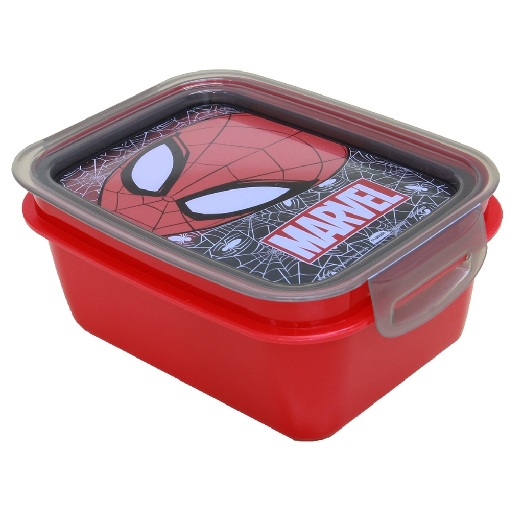Marmita Com Trava da Marvel Disney 850 ml Infantil Para Levar Pote Alimento Lancheira Com Compartimento Plasútil