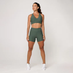 Conjunto Fitness Feminino Academia Poliamida Top Decote em V e Short Academia Elevate