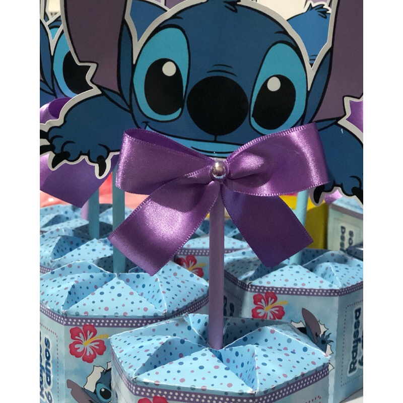 Kit de Centro de mesa STITCH  Arranjo  Enfeite  Cachepô  Lembrancinha Festa Infantil
