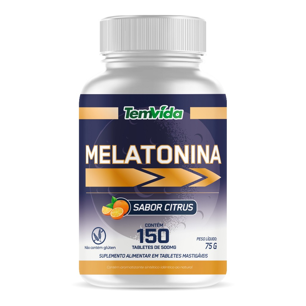 Suplemento Alimentar Melatonina Mastigável 150 comprimidos 210mcg Sabor Citrus - Tem Vida