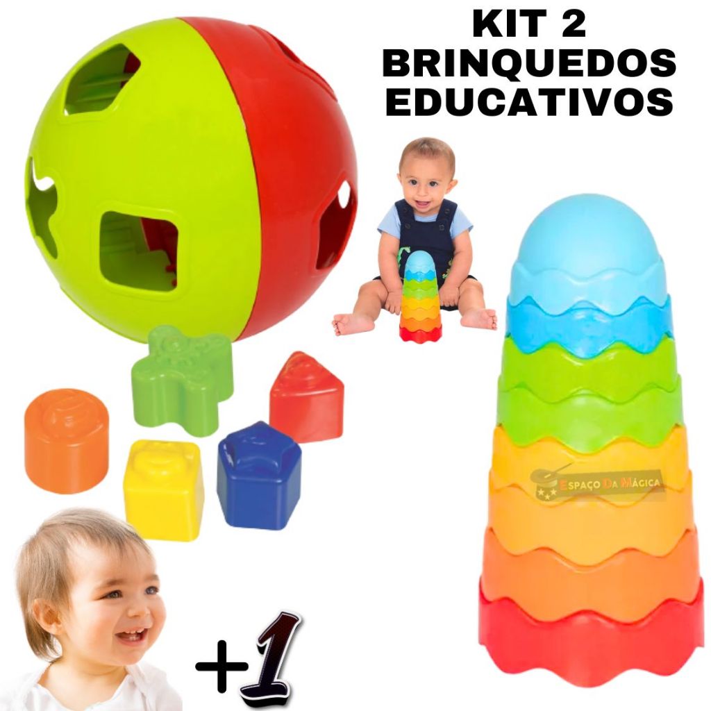 Brinquedo Educativo Encaixe e Empilhar - Criança 1 Ano
