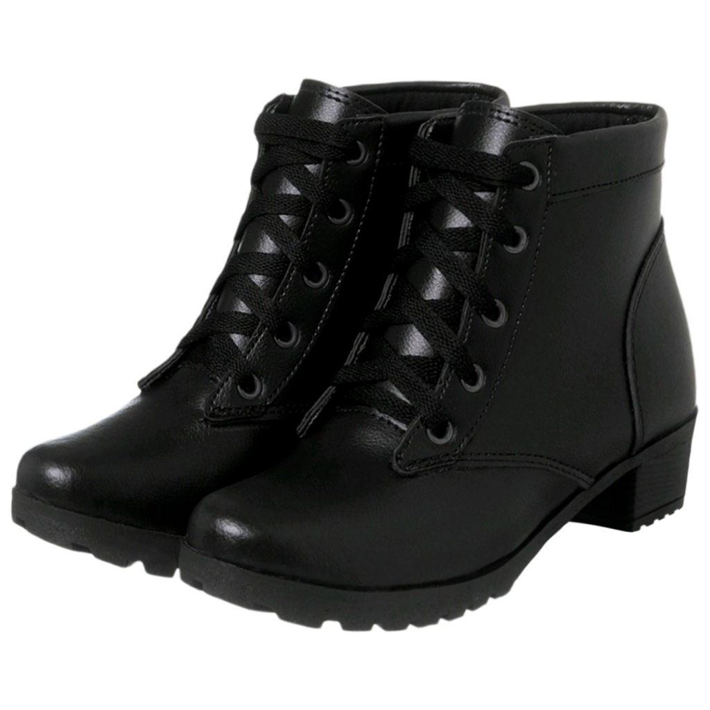 Bota Feminina Coturno Botinha Preta Tratorada Botas da Moda Salto Baixo Cano Curto Ref. 20/222