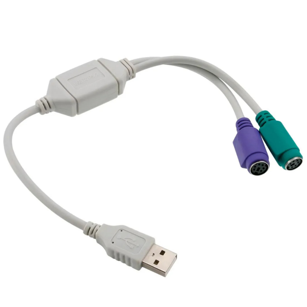 Cabo Conversor USB A Macho para PS2 DIN Fêmea Duplo Compatível com Mouses e Teclados 30cm