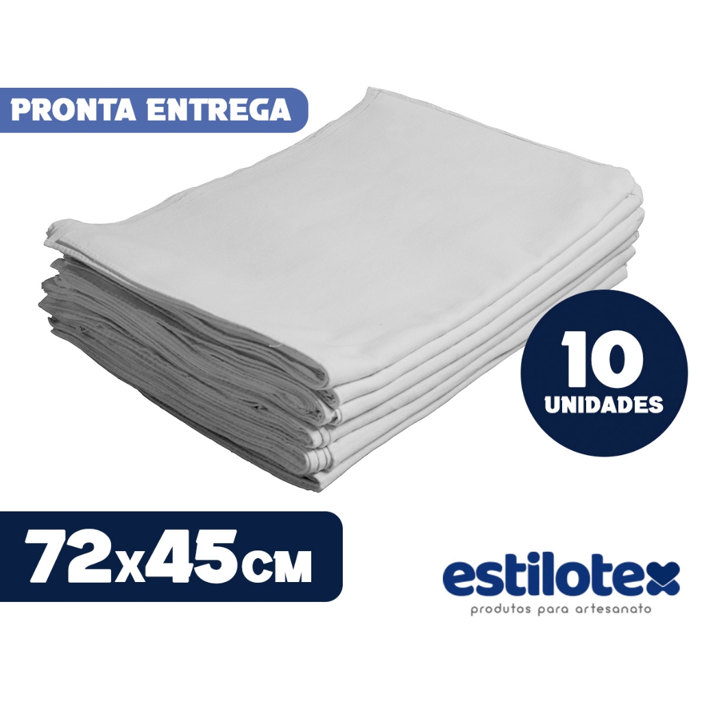 Kit Pano De Prato Engomado 10 Peças 72cm x 45cm Pintura Artesanato Com Bainha Estilotex Engomatextil