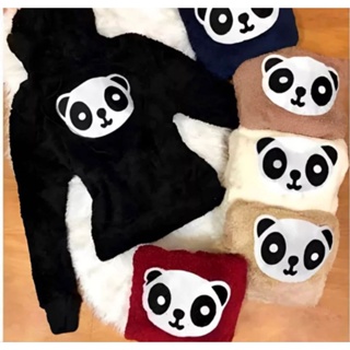 Blusa casaco infantil pelúciada estampa panda com touca em Oferta na Shopee